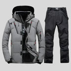 Waterproof Regular Fit Two Piece Ski Suit with Jacket and Trousers for Men