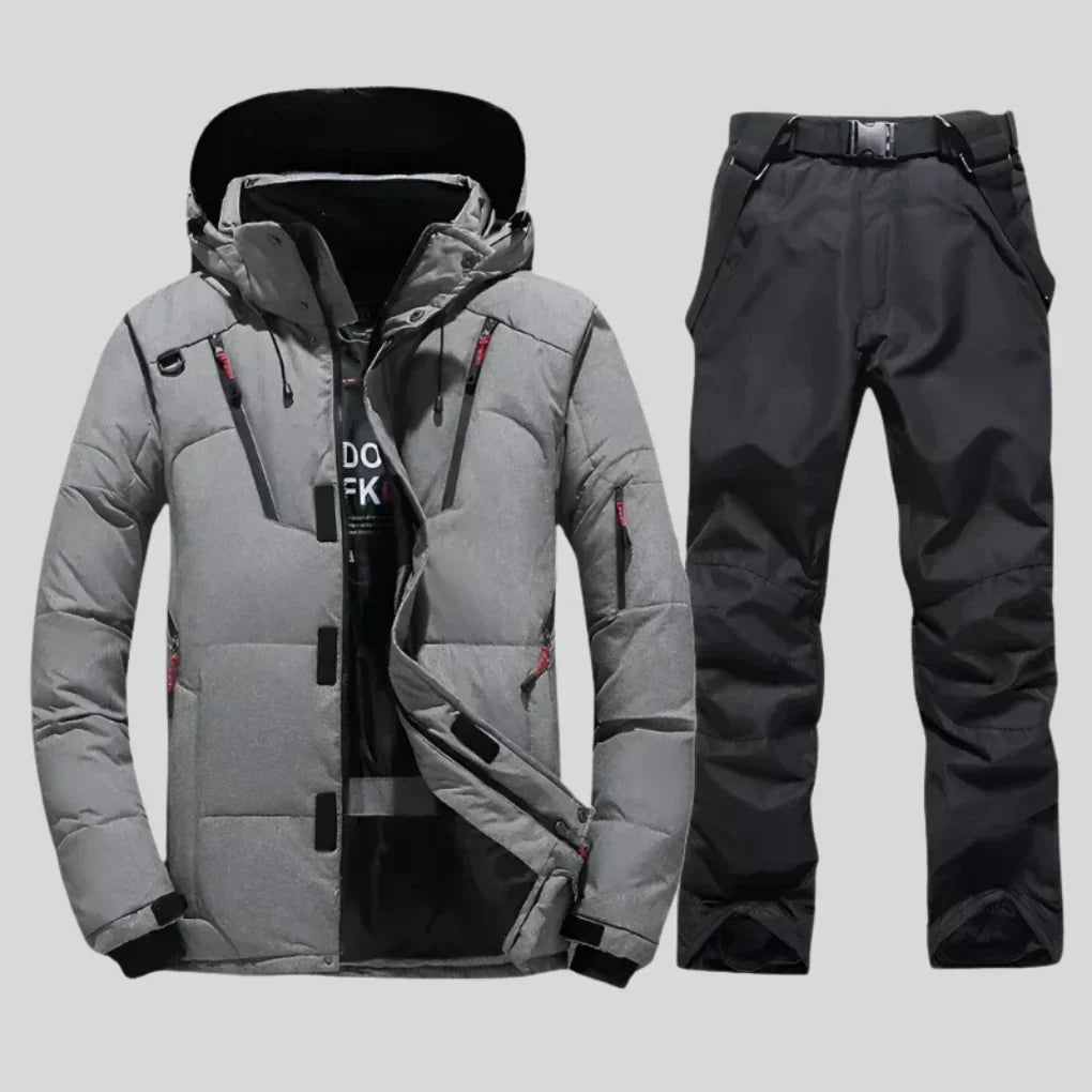 Waterproof Regular Fit Two Piece Ski Suit with Jacket and Trousers for Men