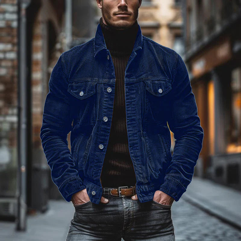 Men Jacket | Button front with chest pockets and ribbed texture