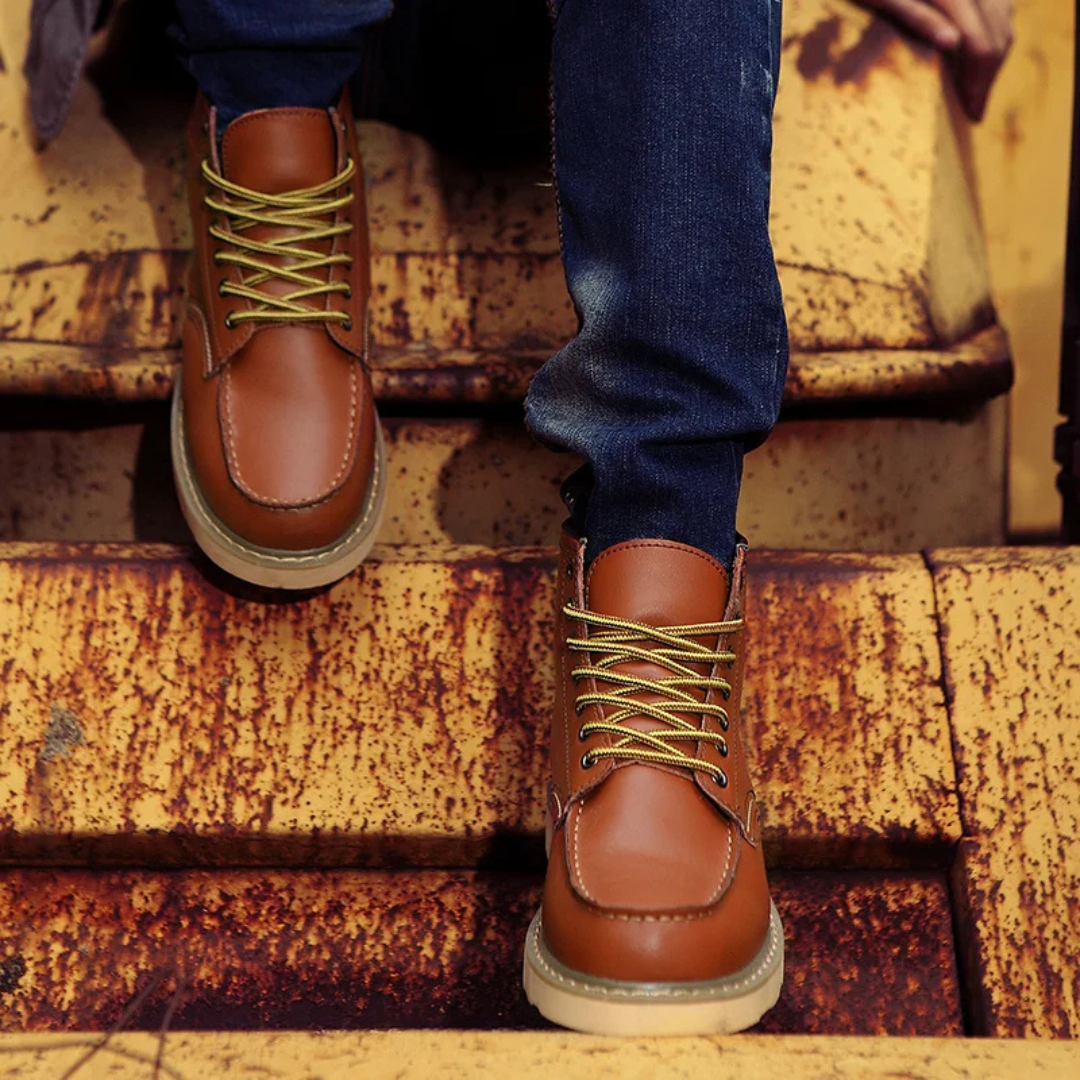 Brown Lace-Up Ankle Boots for Men | Vintage Style