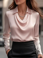 Women Blouse | Draped Cowl Neck with Long Sleeves
