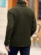 Textured Ribbed Knit High Neck Jumper for Men | Autumn and Winter Layer