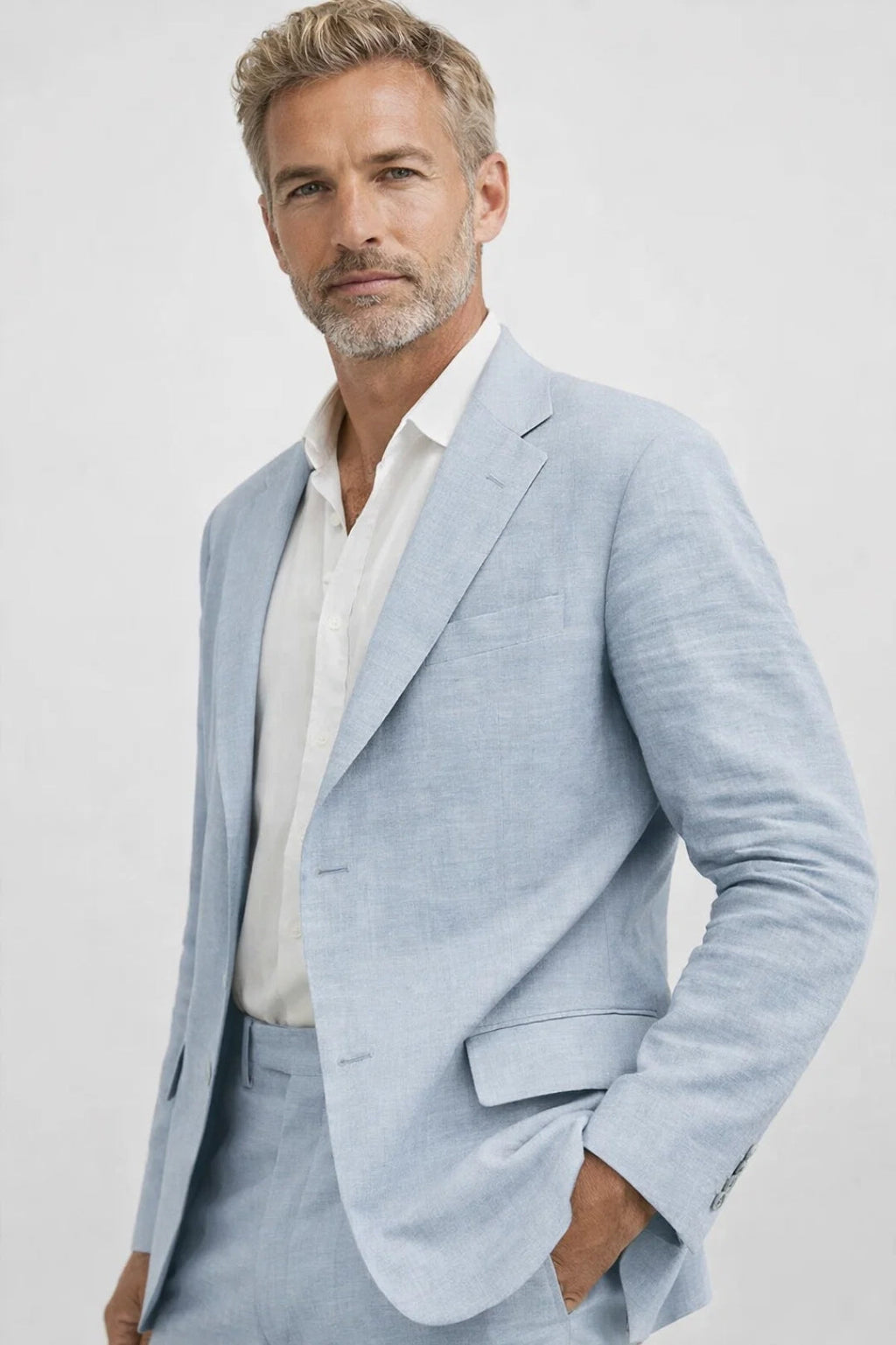 Green Blue Beige Regular Fit Two-Piece Set for Men