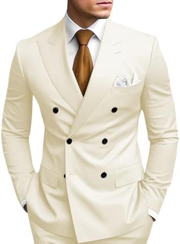 Slim Fit Double Breasted Peak Lapel Two Piece Suit for Men | Wedding and Prom