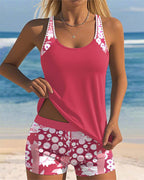 Floral Two-Piece Swimsuit for Women | Tank Top and Shorts Set