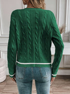 Cable Knit Open Front Buttoned Cardigan for Women | Work and Casual Wear