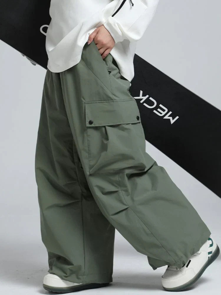 Baggy Wide Leg Cargo Snowboard Trousers for Men | Loose Fit Winter Sports Style