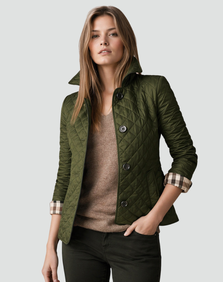 Quilted Stitch Button Front Lightweight Jacket for Women | Mid-Season Coat
