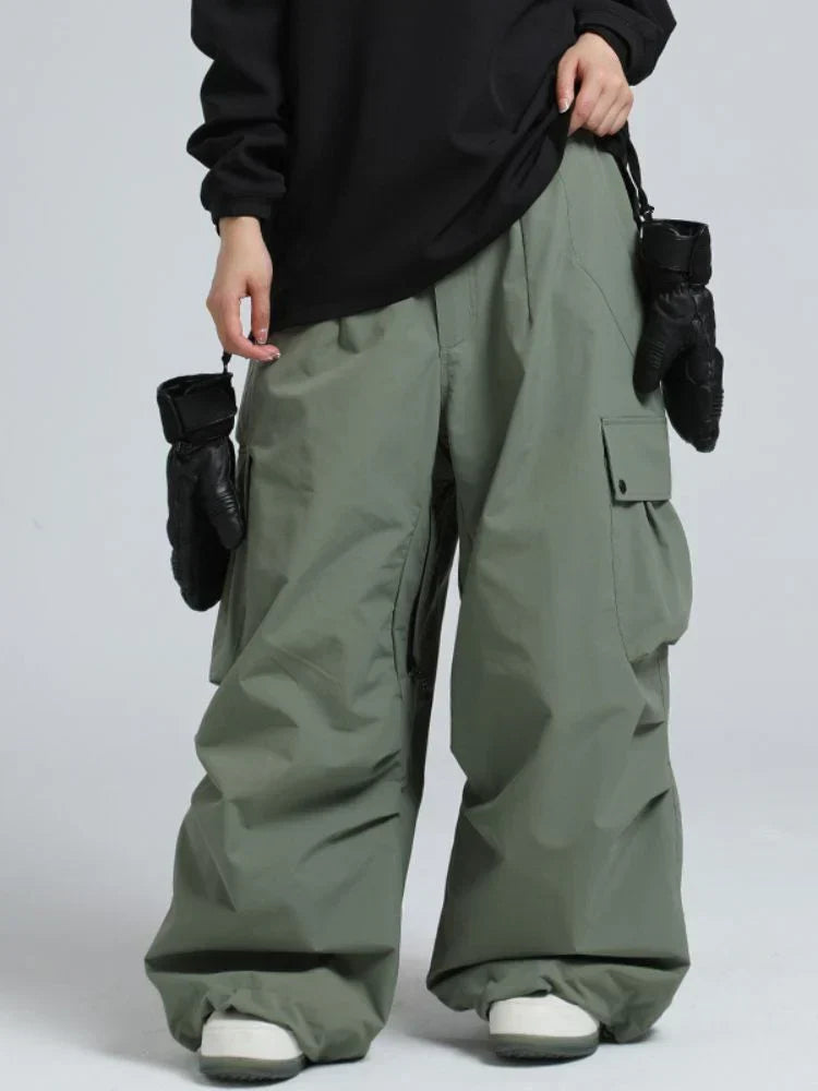 Baggy Wide Leg Cargo Snowboard Trousers for Men | Loose Fit Winter Sports Style
