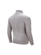 Textured Ribbed Knit High Neck Jumper for Men | Autumn and Winter Layer