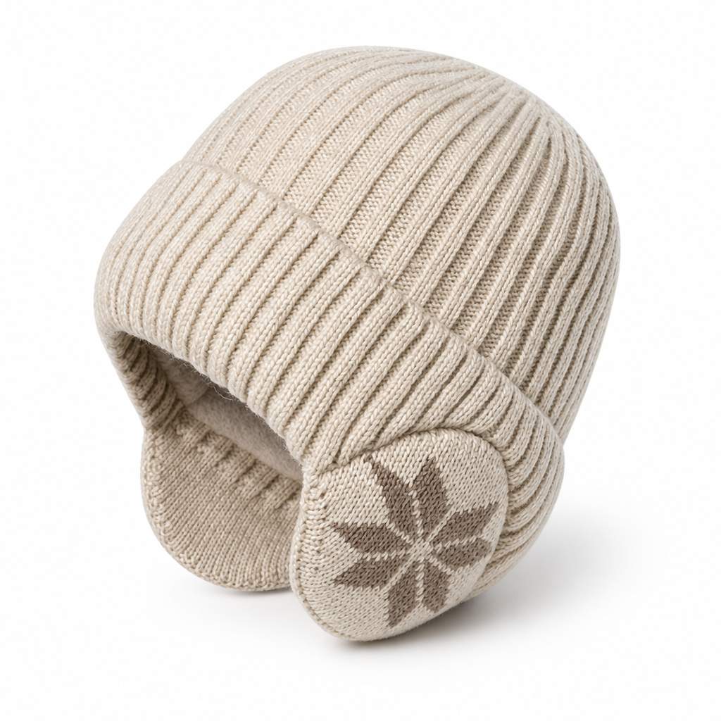 Fleece Lined Ribbed Knit Winter Beanie Hat with Ear Flaps for Men | Cold Weather