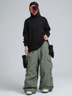 Baggy Wide Leg Cargo Snowboard Trousers for Men | Loose Fit Winter Sports Style
