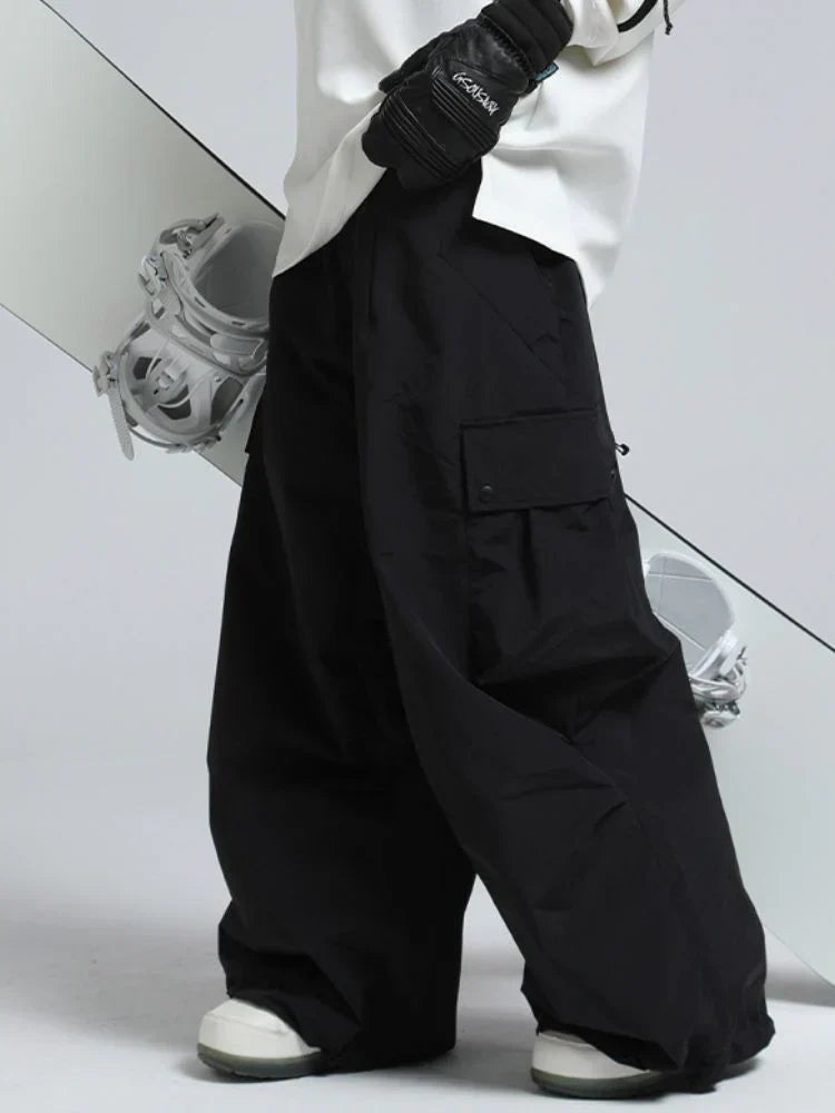 Baggy Wide Leg Cargo Snowboard Trousers for Men | Loose Fit Winter Sports Style