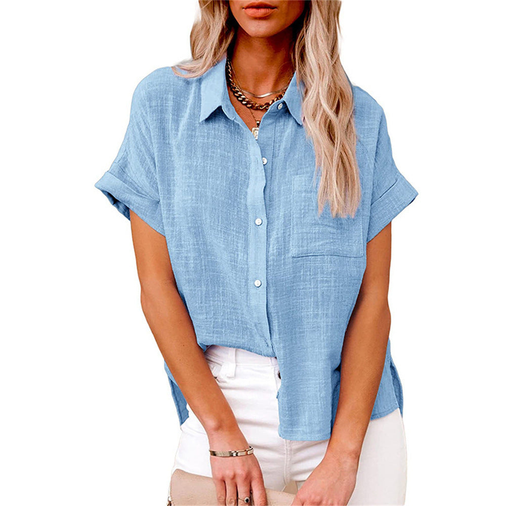 Women Blouse | Short Sleeve with Button Front and Collar