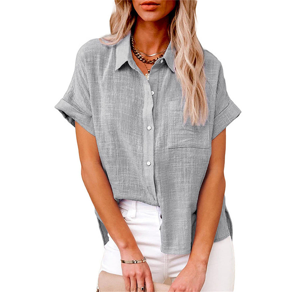 Women Blouse | Short Sleeve with Button Front and Collar