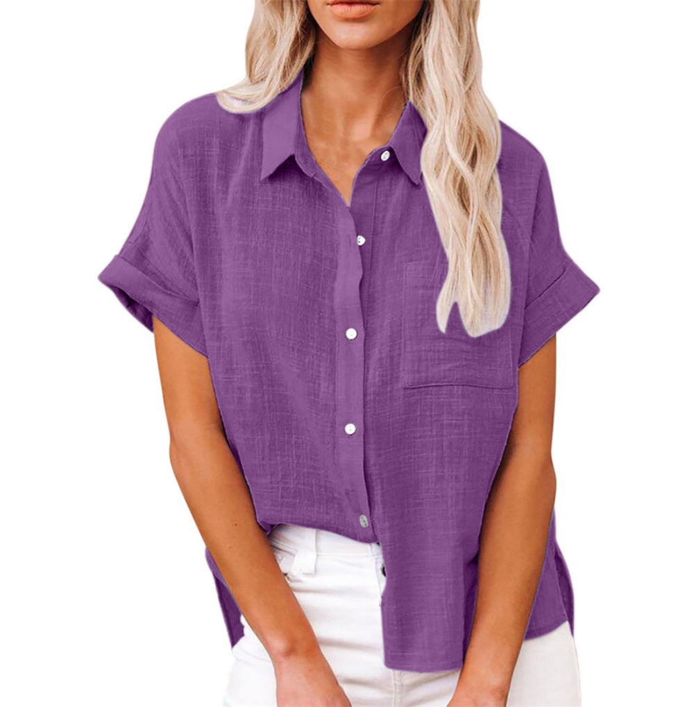 Women Blouse | Short Sleeve with Button Front and Collar