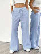 Striped Wide Flare Trousers for Women | Beach Summer