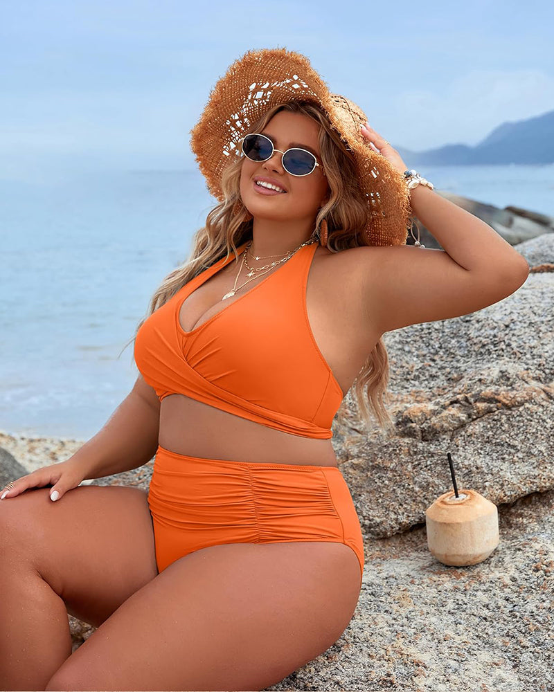 Women Bikini | Halter Neck Wrap Front High Waist