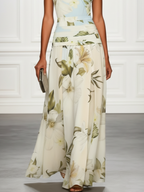 Floral Boat Neck Sleeveless Maxi Dress for Women | Wedding Guest