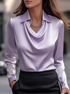 Women Blouse | Draped Cowl Neck with Long Sleeves
