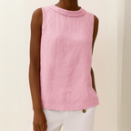 Grey Sleeveless Roll Collar Top for Women