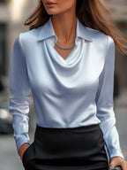 Women Blouse | Draped Cowl Neck with Long Sleeves