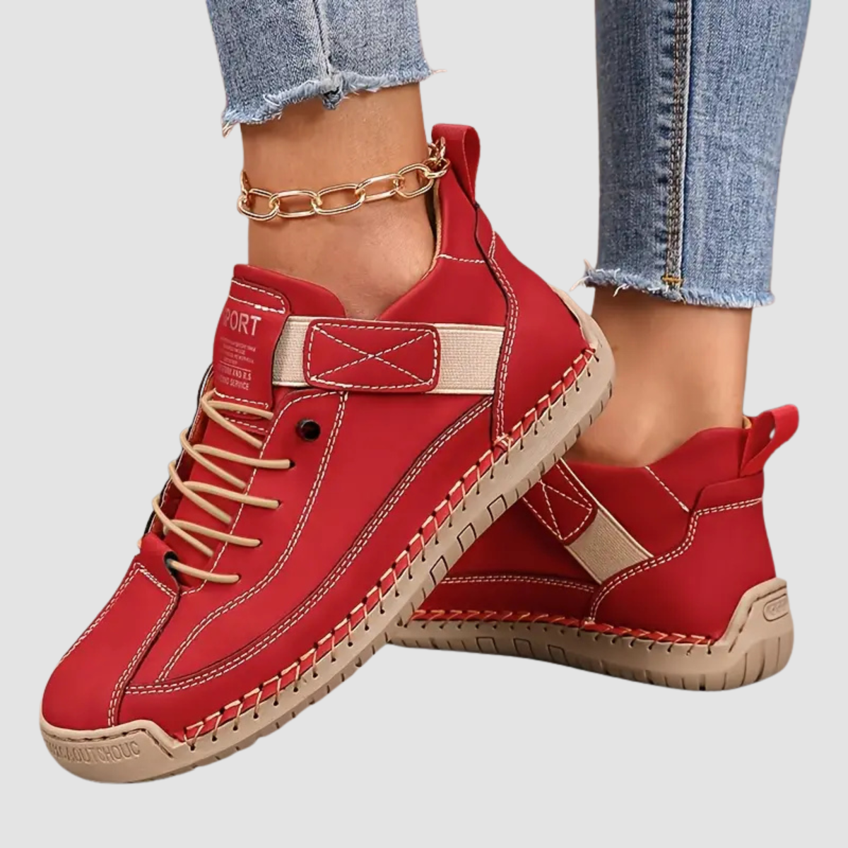 Leather Cushioned Lace-Up Orthopedic Support Everyday Trainers for Women