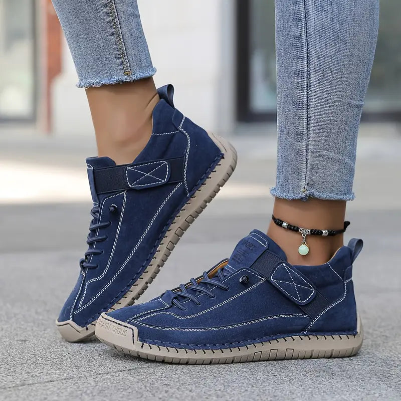 Leather Cushioned Lace-Up Orthopedic Support Everyday Trainers for Women