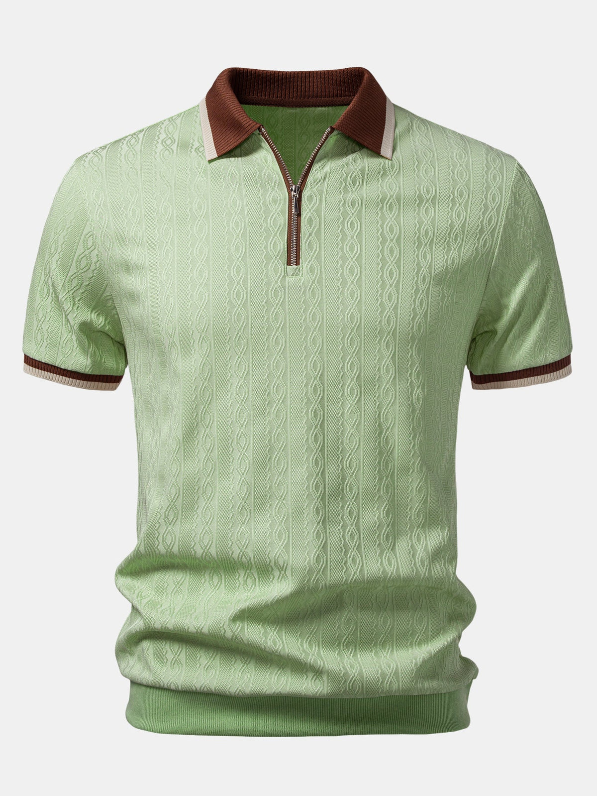 Textured Knit Quarter Zip Tailored Polo Shirt for Men | Smart Casual Style