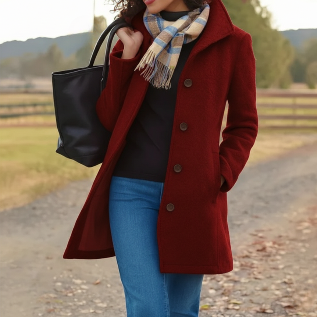 Mid Length Straight Fit Button Front Coat for Women | Spring Autumn Layer