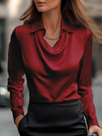 Women Blouse | Draped Cowl Neck with Long Sleeves