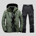 Waterproof Regular Fit Two Piece Ski Suit with Jacket and Trousers for Men