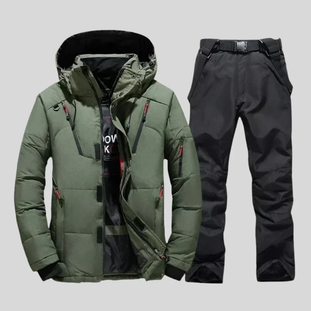 Waterproof Regular Fit Two Piece Ski Suit with Jacket and Trousers for Men