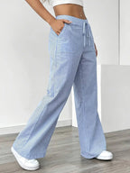 Striped Wide Flare Trousers for Women | Beach Summer