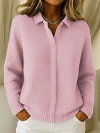 Knit Longline Button Front Cardigan with Relaxed Fit for Women | Long Sleeve