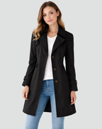 Tailored Mid Length Trench Coat with Structured Lapel Collar for Women