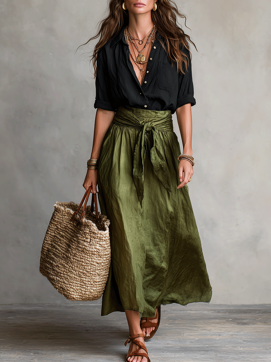Flowy Two-Piece Skirt and Top Set for Women | Bohemian Summer Co-ord