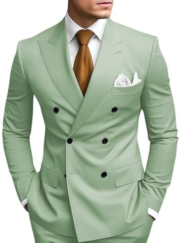 Slim Fit Double Breasted Peak Lapel Two Piece Suit for Men | Wedding and Prom