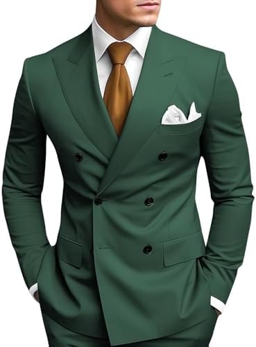 Slim Fit Double Breasted Peak Lapel Two Piece Suit for Men | Wedding and Prom