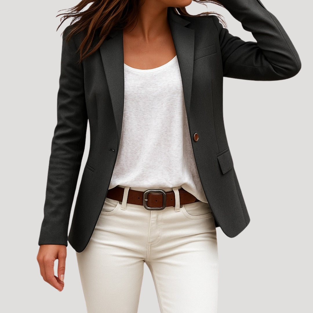 Women Blazer | Fitted cut with single-button closure and lapel collar