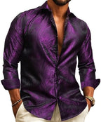 Paisley Jacquard Long Sleeve Button Front Shirt for Men | Evening Wear