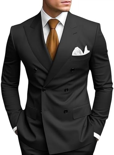 Slim Fit Double Breasted Peak Lapel Two Piece Suit for Men | Wedding and Prom