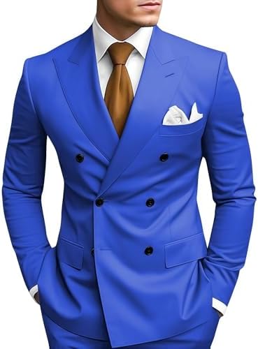 Slim Fit Double Breasted Peak Lapel Two Piece Suit for Men | Wedding and Prom