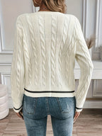 Cable Knit Open Front Buttoned Cardigan for Women | Work and Casual Wear