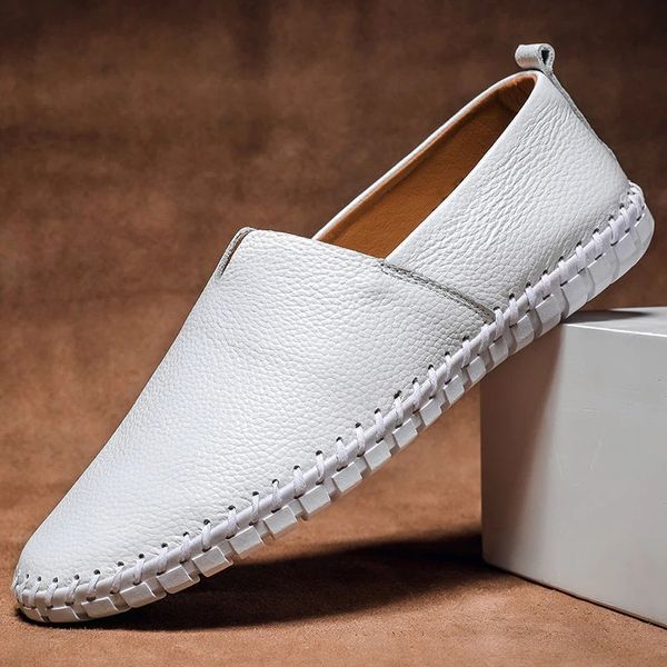 Pebbled Grain Leather Look Slip On Loafers for Men