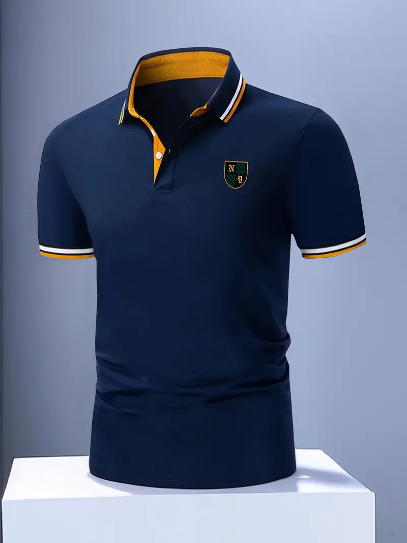Yellow Striped Short Sleeve Knit Polo Shirt for Men | Regular Fit Summer Wear