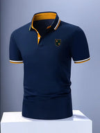 Yellow Striped Short Sleeve Knit Polo Shirt for Men | Regular Fit Summer Wear