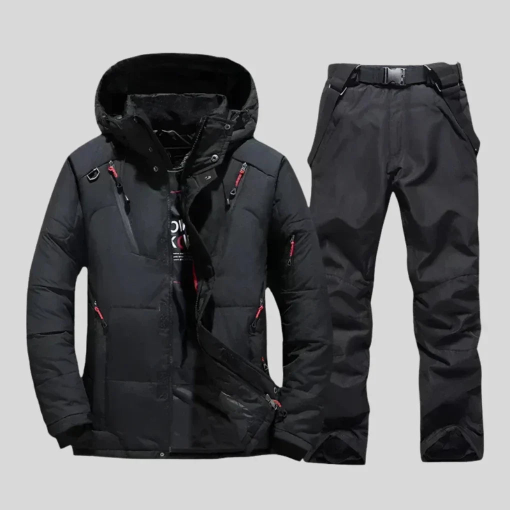 Waterproof Regular Fit Two Piece Ski Suit with Jacket and Trousers for Men