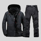 Waterproof Regular Fit Two Piece Ski Suit with Jacket and Trousers for Men