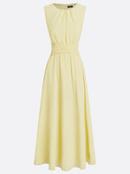 Sleeveless Ruched A-Line Chiffon Maxi Dress for Women | Wedding Guest